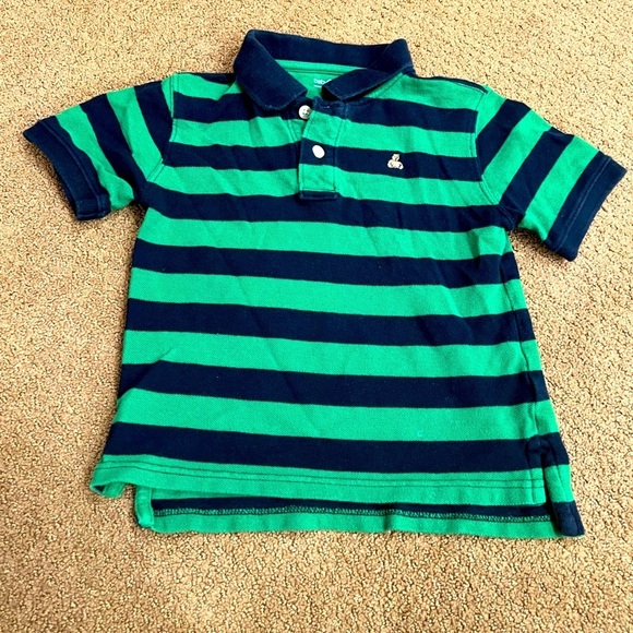 Baby Gap Striped Collared Polo Tee Size 5 Blue Green Preppy - Picture 1 of 3